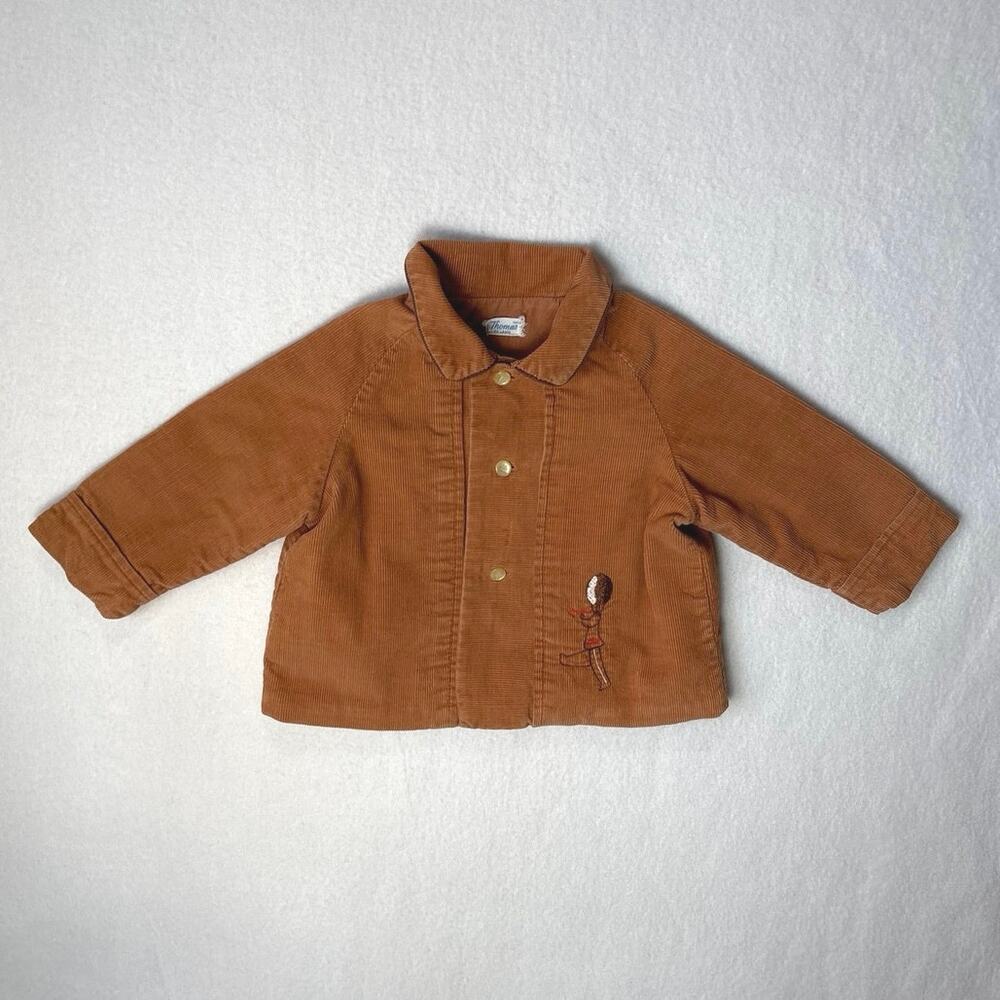 Vintage 60s Thomas Brown Corduroy Jacket Embroidered Toddler Size X-Large